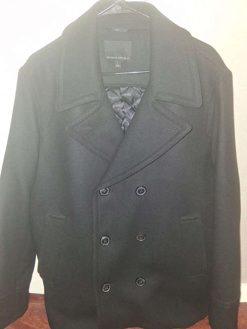 Banana Republic Men's Black Double-Breasted Peacoat